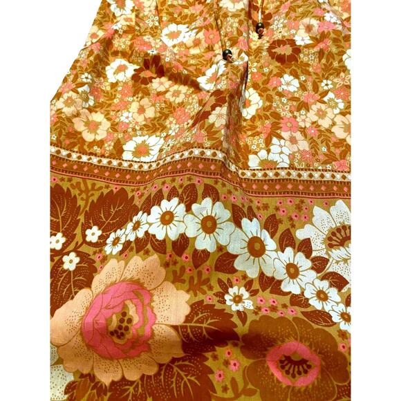 Spell & The Gypsy Dress Womens SM Anne Tunic Peach Yellow Floral Off Shoulder - Picture 7 of 11